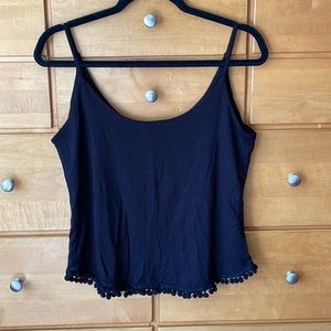 Love Lucy Love Medium black tank pom-poms